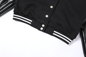 Abrigo de béisbol informal de otoño para mujer, chaqueta universitaria de retales, Mangas de cuero con botones, moda deportiva estampada, informal, abotonada - Product Image 6