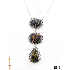 Collier en argent sterling plaqué or et turquoise noir style sud-ouest, chaîne à maillons bohème avec motif numérique, cadeau pour elle - Product Image 1