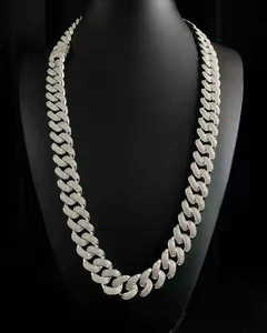 Hip Hop Round Cut Diamond 18mm VVS Moissanite Ice Out Cuban Link Chain for Men's & Women's 925 Sterling Silver - Product Image 4