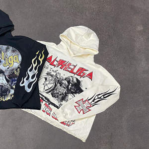 Sweats à capuche pour hommes Sweats à capuche imprimés graphiques noirs avec manches Design Streetwear Hip Hop Pull Sweat à capuche Logo personnalisé OEM - Product Image 4