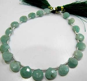 Natural Amazonite <b>heart</b> <b>Shape</b> Briolette Faceted size 8mm beads strand 8 inches long - Product Image 3