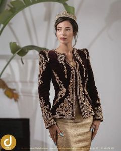 NEW---BEAUTIFUL JACKET ON VELVET FABRIC WITH EMBELLISH OF STYLISH CRYSTAL BEADS,PEARLS,GLASS STONE WORK FOR PARTY-WEAR @ 2023 - Product Image 1