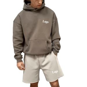 Hoodie Sweatshirt Tracksuit Wholesale Breathable Fleece Cotton Custom Logo Plus Size Mens 2 Piece Jogger Sweatsuit Short <b>Sets</b> - Product Image 5