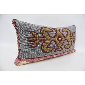 Traditional Style Yellow Wool Pillow 12x24 Inches Woven with Vintage Geometric Pattern Plain Decorative <b>Cushion</b> for Christmas - Product Image 3