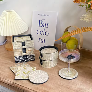 แผ่นรองแก้วทรงกลมลายเปลือกหอยมุกสำหรับโต๊ะอาหารชุดน้ำชาและของตกแต่งโต๊ะหรูหรา - Product Image 6