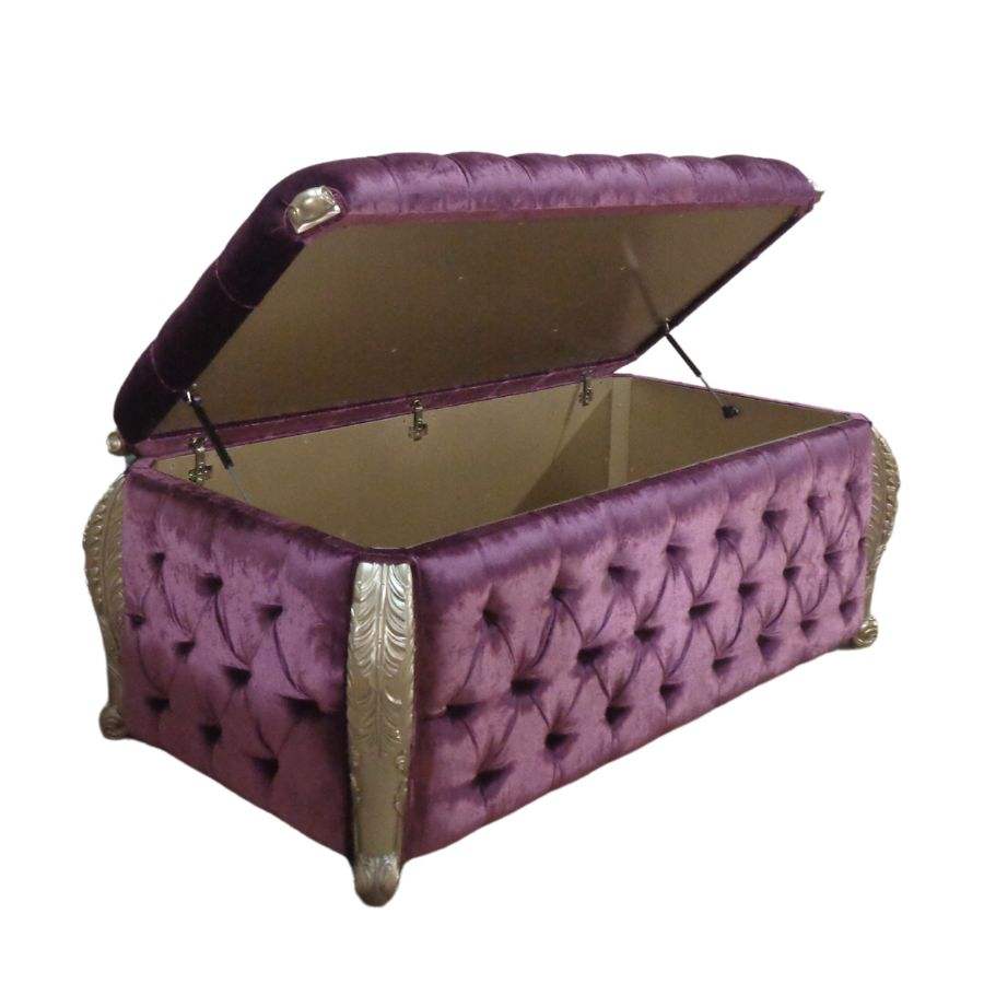 Pieds champagne + tissu velours violet