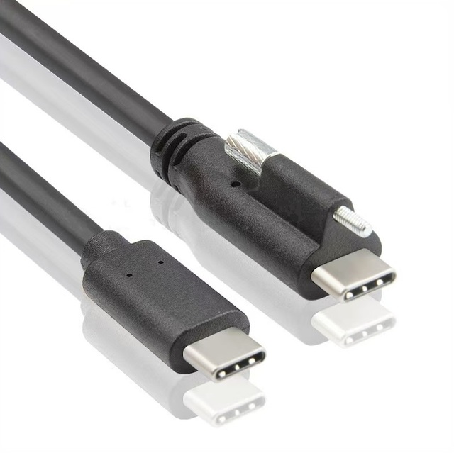 USB3.2 Gen2*2 Type-C Male to Type-C Male Locking Screw PD100W 5A Emark 4K60HZ 20Gbps Nickel Plated Connectors for Camera