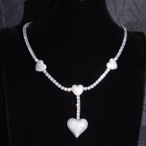 Cadena de Tenis Redonda con Diamantes de Moissanita VVS en Plata 925 con Colgante de Corazón con Incrustaciones de Diamantes, Collar para Regalo de San Valentín a Bajo Precio - Product Image 6