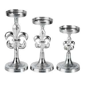 The QUALITY COLLECTION Metal Round Candle Holder Wedding Home Decor Silver Finish Low Price - Product Image 4