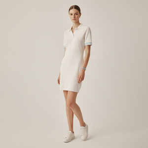 Abito Polo Estivo da Donna a Linea A, Asciugatura Rapida, Manica Corta, per Golf e Tennis, in Maglia - Product Image 3