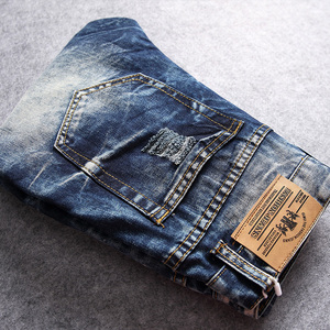 กางเกงยีนส์แฟชั่นขาดๆสำหรับผู้ชายกางเกงยีนส์ทรงดินสอยืดทรงสลิมแบบรูดซิปมีรูสำหรับผู้ชายกางเกงยีนส์ลำลองสไตล์ยุโรป - Product Image 6