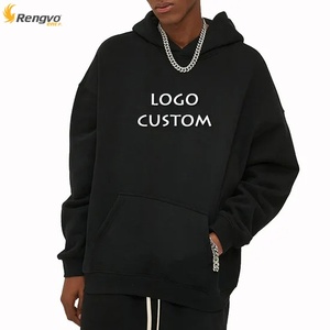Sweat à capuche épais décontracté pour homme, 350g, style streetwear hip-hop, anti-rétrécissement, couleur unie, coupe classique, personnalisable, pour l'hiver - Product Image 5