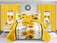 Ensemble de literie King Size 8 pièces imprimé moderne de qualité supérieure avec rideaux, drap plat, drap-housse et 4 taies d'oreiller, prêt à l'emploi