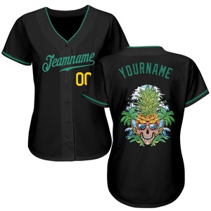 Camiseta de sublimación de camiseta de béisbol de mujer de color negro para ropa de béisbol con diseño personalizado y logotipo al por mayor - Product Image 1