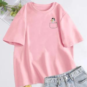 T-shirt femme t-shirt imprimé bouton à manches courtes quotidien week-end mode col rond haut régulier respirant - Product Image 4