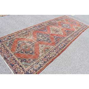 Tapis turc de 4,7 x 12,6 pieds, tapis vintage, tapis à carreaux rouges - Product Image 2