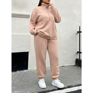 Ensemble de survêtement décontracté 2 pièces pour homme avec capuche, logo personnalisé, coupe classique, tricoté, fermeture éclair, pull et pantalon, 100 % coton, hiver - Product Image 1