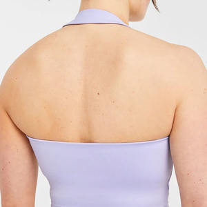 เสื้อครอปเอวลอยสีพาสเทลลาเวนเดอร์สำหรับผู้หญิงเสื้อครอปเอวลอยทรงเนยนุ่มน้ำหนักเบาสำหรับออกกำลังกายฟิตเนส - Product Image 4