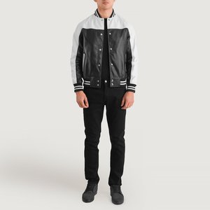 Chaqueta Varsity de Cuero Vacuno Genuino, Impermeable y Ecológica para Hombre, Venta al Por Mayor con Logotipo Personalizado OEM al Mejor Precio en Pakistán - Product Image 1