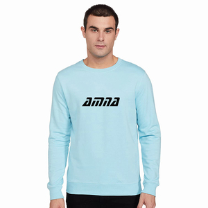 Sudaderas de Invierno Ecológicas de Algodón y Felpa para Uso Diario en Color Azul con Logotipo Personalizado Serigrafiado en el Cuello Redondo y Talla Personalizada - Product Image 1