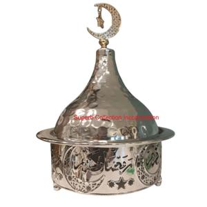 Cuenco con fecha de Metal martillado hecho a mano con luna creciente, cuenco para servir postres Vintage para Ramadán y Eid Mubarak, decoración del hogar - Product Image 2