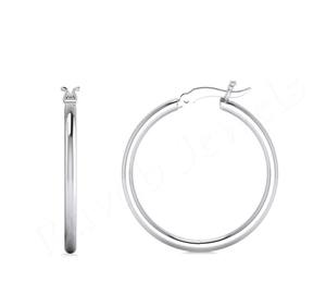 Customized S925 Sterling <b>Silver</b> Minimalist 15 25mm <b>Solid</b> <b>Hoop</b> <b>Earrings</b> for Women Perfect Wedding Gift Good Quality Fashion - Product Image 2