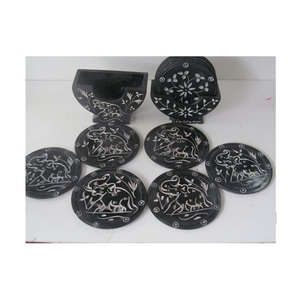 Sous-verres élégants en marbre faits à la main Accessoire de table basse en pierre durable Parfait moderne et classique - Product Image 6