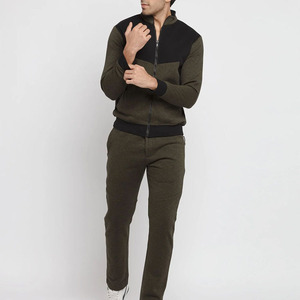 Vendeurs de survêtements personnalisés, pantalon de jogging à col montant, survêtements en deux pièces, survêtements zippés pour hommes, couleur unie, vente en gros - Product Image 4