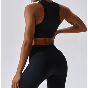 Ropa deportiva de Yoga personalizable para mujer, chaleco de Fitness ligero transpirable, mallas cortas, cintura elástica, patrón sólido personalizable - Product Image 4