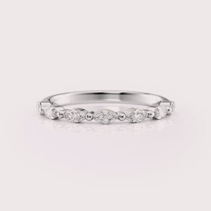 IGI Certified Marquise Shape Lab Grown Diamond Wedding Band 9K Yellow / Rose & White Gold Half Eternity Diamond <b>Ring</b> - Product Image 5