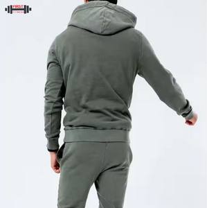 Vente chaude hiver hommes lavage à l'acide survêtements 100% coton polaire respirant à capuche Sport tenue - Product Image 5