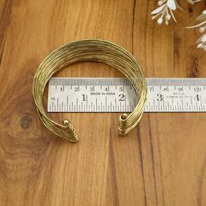 Martillado vintage étnico declaración latón Boho chapado en oro brazalete pulsera, ajustable Wiest pulsera brazaletes - Product Image 2