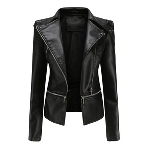 Chaqueta de cuero para mujer 2025 chaqueta básica abrigo mujer invierno motocicleta chaqueta PU cuero cremallera prendas de vestir exteriores - Product Image 3