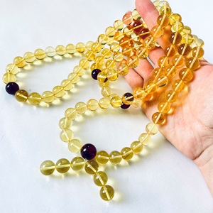 Perles de Mala en Ambre Baltique Doré Clair 108 avec Entretoises Cerise - Product Image 1
