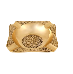 Cenicero de Metal Portátil con Logotipo Personalizado, Diseño Grabado, Acabado Dorado, para el Hogar - Product Image 1