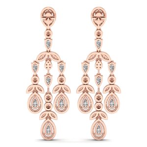 REYES Boucles d'oreilles pendantes en moissanite plaquées or rose 14 carats de luxe avec argent sterling 925 pour fête de mariage bijoux fins - Product Image 4