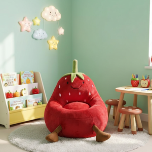 Fauteuil pouf pour enfants en forme de fraise, siège rembourré doux, housse amovible pour chambre à coucher, salle de jeux - Product Image 4