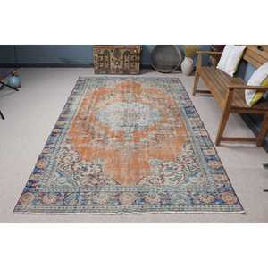 Tapis turc vintage 5,4x9,2 pi (166x279 cm), tapis persan en laine orange - Product Image 3