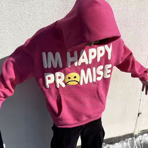 Sudadera con capucha de manga larga con estampado abullonado para hombre, moda de invierno 100%, poliéster y algodón, nuevo aspecto, teñido liso - Product Image 3