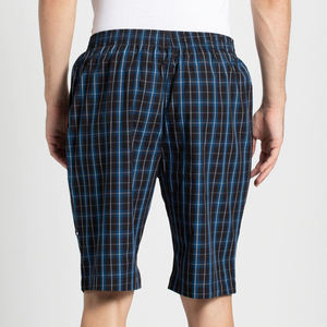 กางเกงขาสั้นผู้ชายสีดำและน้ำเงินสีทึบแนวสตรีทสูงเป็นมิตรกับสิ่งแวดล้อมผ้าโพลีเอสเตอร์นิ่มกางเกงขาสั้นเอวยางยืดลำลองฤดูร้อน - Product Image 2