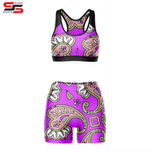 Sublimación patrón mujeres gimnasio deporte sujetador y pantalones cortos conjunto de dos piezas Sexy leopardo Deporte Sujetador entrenamiento Yoga deporte Fitness gimnasio - Product Image 3