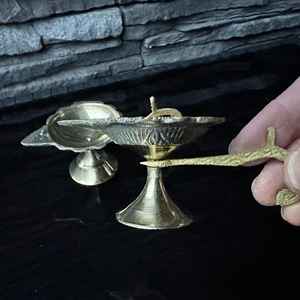 Indian Traditional Brass Diya Handmade Oil <b>Lamp</b> for Religious Pooja Temple Home Spiritual Decor - Product Image 3