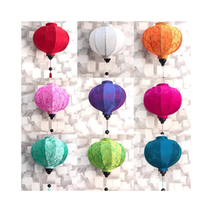Vente en gros de lanterne en soie colorée Hoi An du Vietnam pour décoration du nouvel an lampe personnalisée en bambou oriental imperméable en tissu de flocage - Product Image 2