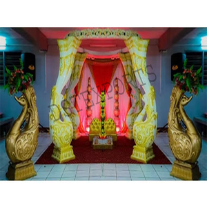 เสานกยูงงานแต่งที่โดดเด่นของอินเดียตอนใต้เสานกยูงสีขาวมีสไตล์เสาแมนเด็บเสางานแต่ง - Product Image 1