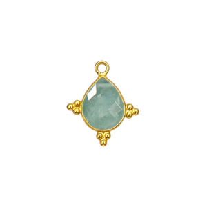 Charmes en argent sterling plaqué or, aquamarine naturelle, forme poire, sertis, faits à la main, pour la fabrication de bijoux, connecteurs, charmes - Product Image 1