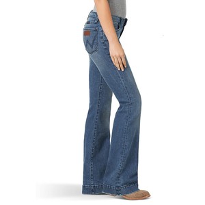 Nouveauté : Pantalon en jean pour femme, très extensible, respirant, élégant, à boutons, coupe évasée, long, taille haute, style décontracté d'été, vente en gros - Product Image 4