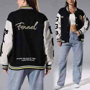 Lana Body Print Pattern Plus Real Leather Sleeves Varsity Jacket Estilo casual A prueba de viento Letterman Club Team Jacket - Product Image 5