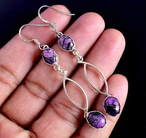 Pendientes de Plata de Ley 925 con Piedras Preciosas, Pendientes Colgantes con Diseño de Sello, Joyería Elegante y Única, Regalos de Moda para Mujer - Product Image 3