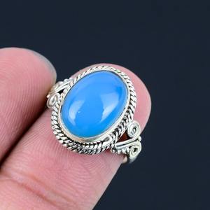 Tendencia 925 plata esterlina Calcedonia piedra preciosa anillo joyería hecha a mano plata estilo bohemio anillo joyería para mujeres regalo para niñas - Product Image 2
