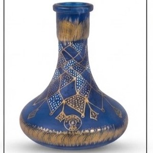 Cachimba Doble de Lujo Egipcia de Latón Macizo con Base de Vidrio Pintada a Mano - Product Image 4